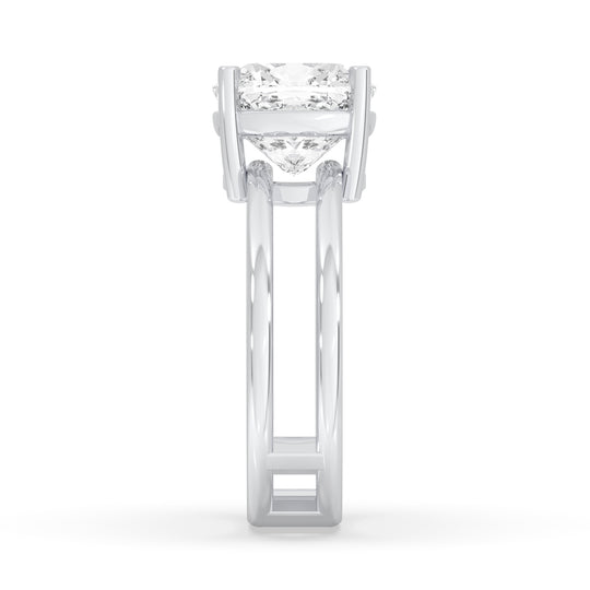 Double Band Cushion Solitaire Ring