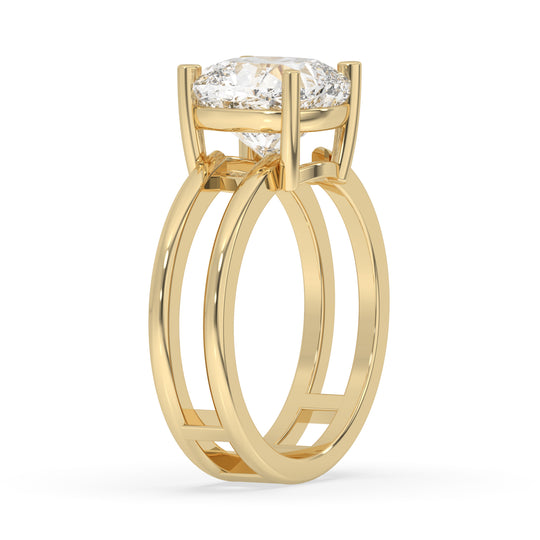 Double Band Cushion Solitaire Ring