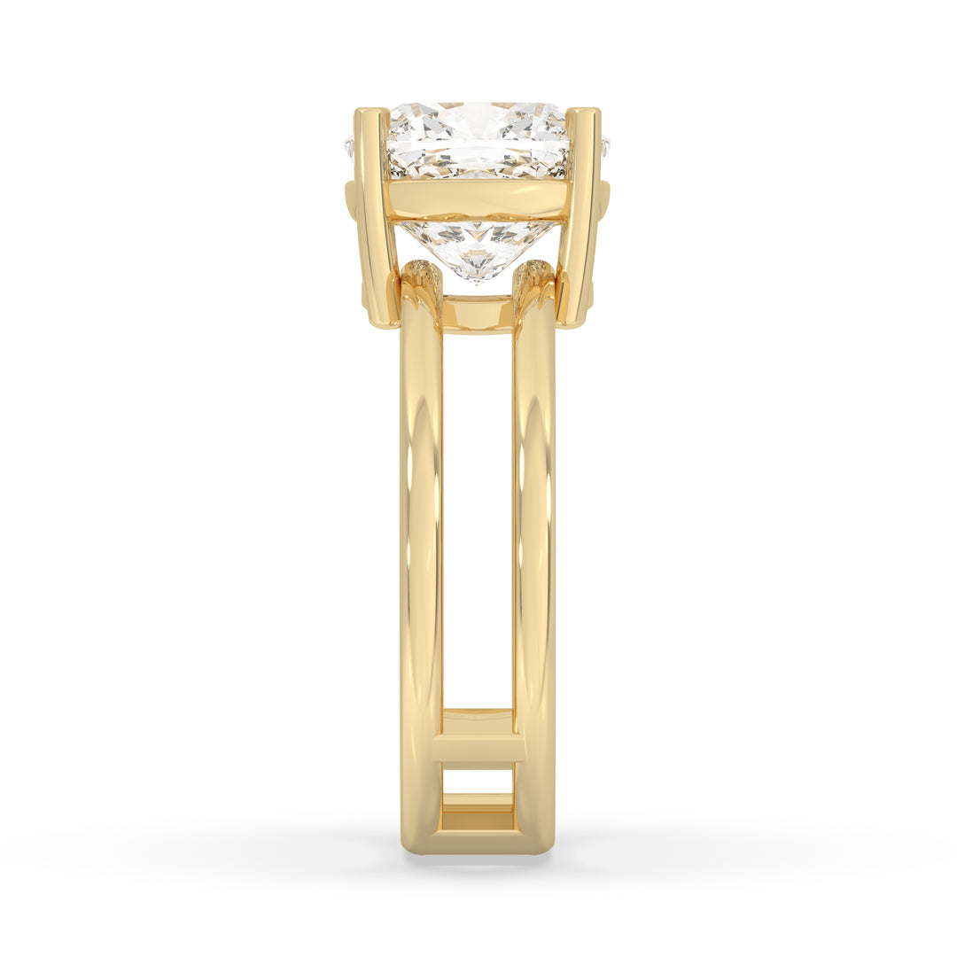 Double Band Cushion Solitaire Ring
