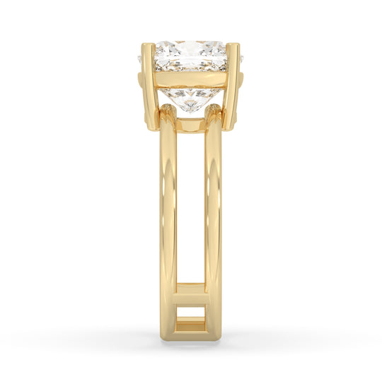 Double Band Cushion Solitaire Ring