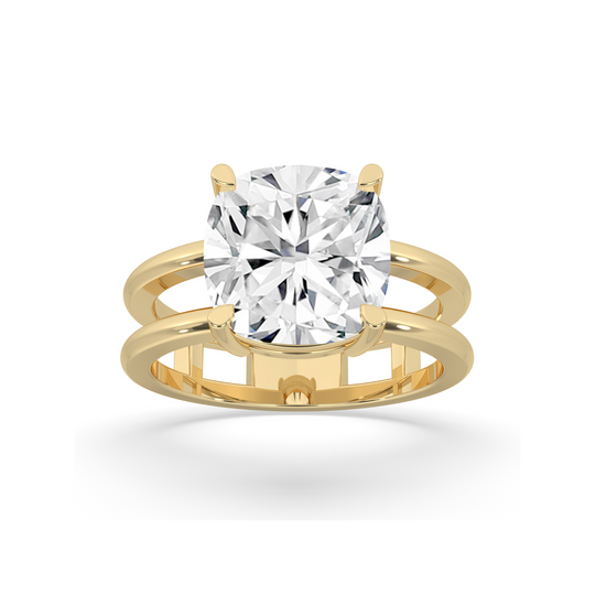 Double Band Cushion Solitaire Ring