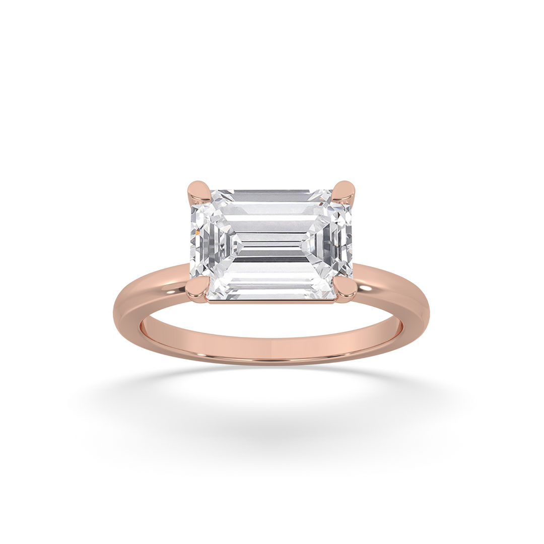 Emerald East-West Set Ring