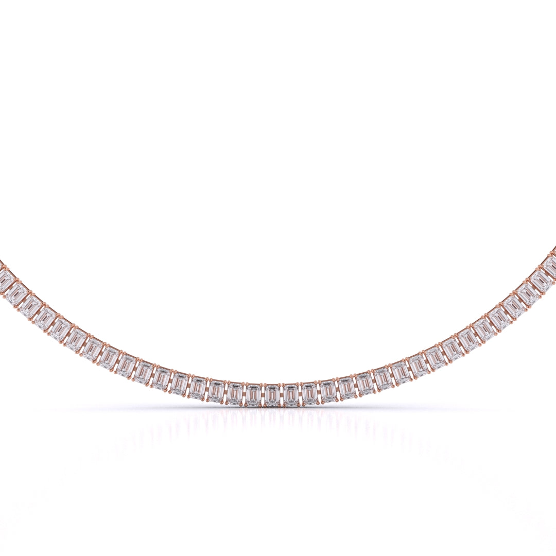 Emerald Cut Tennis Necklace