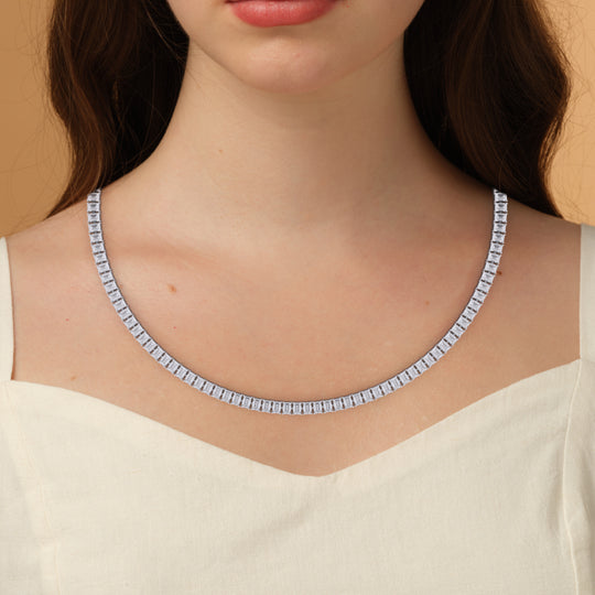Emerald Cut Straight Line Necklace