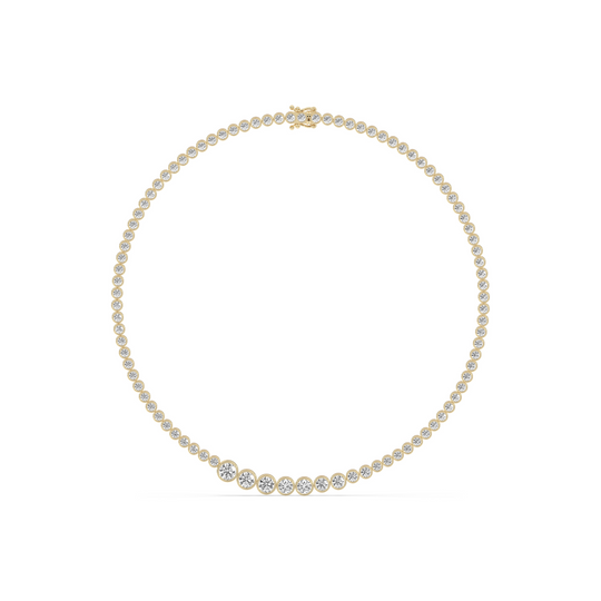 Graduating Bezel Set Round Tennis Necklace