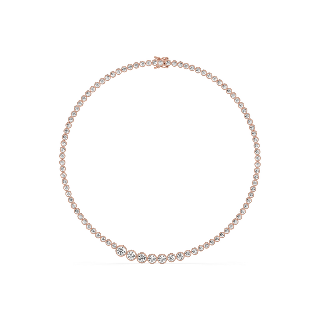 Graduating Bezel Set Round Tennis Necklace