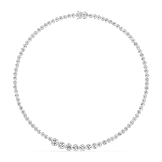 Graduating Bezel Set Round Tennis Necklace