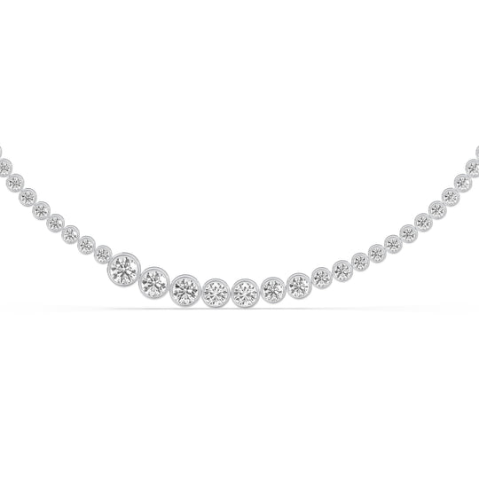 Graduating Bezel Set Round Tennis Necklace