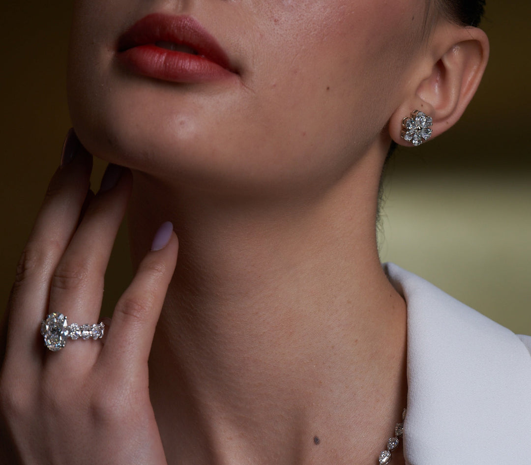 Cluster Flower Set Earring Round