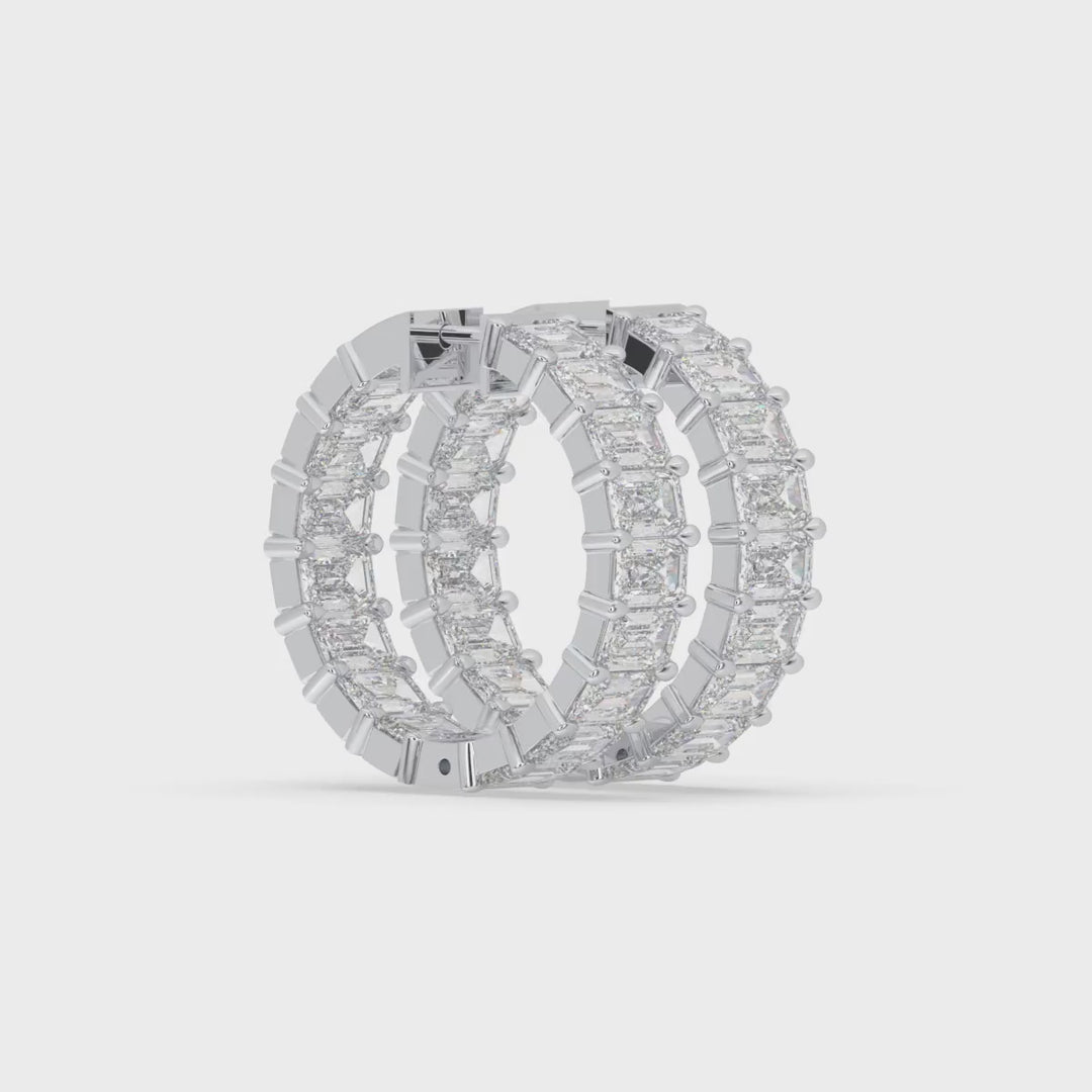 Inside-Out Emerald Shape Hoop Earrings