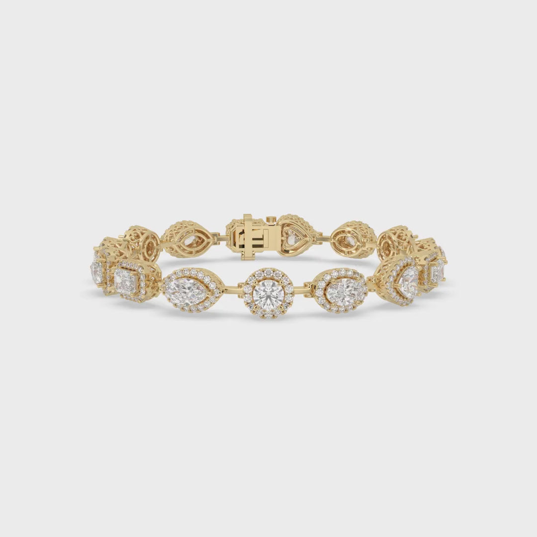 Multi Shape Halo Diamond Bracelet