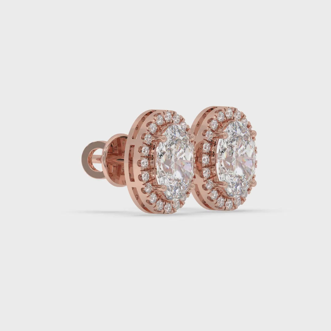 Oval Halo Stud Earrings
