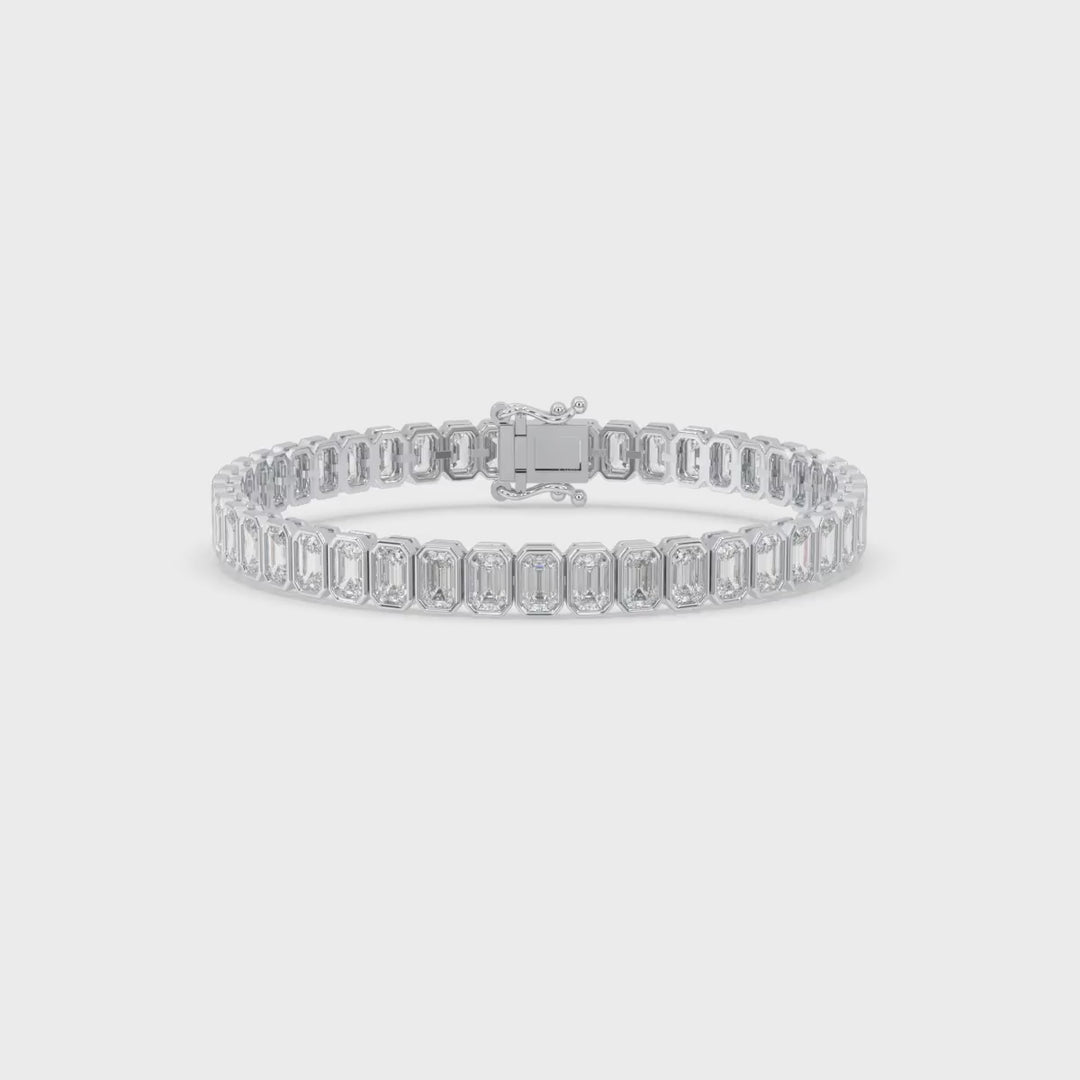 Emerald Cut  Bezel Tennis Bracelet