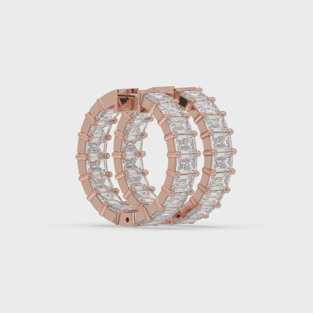 Inside-Out Emerald Shape Hoop Earrings