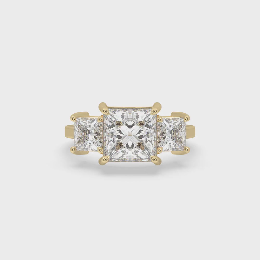 Three Stone Princess Engagement Ring