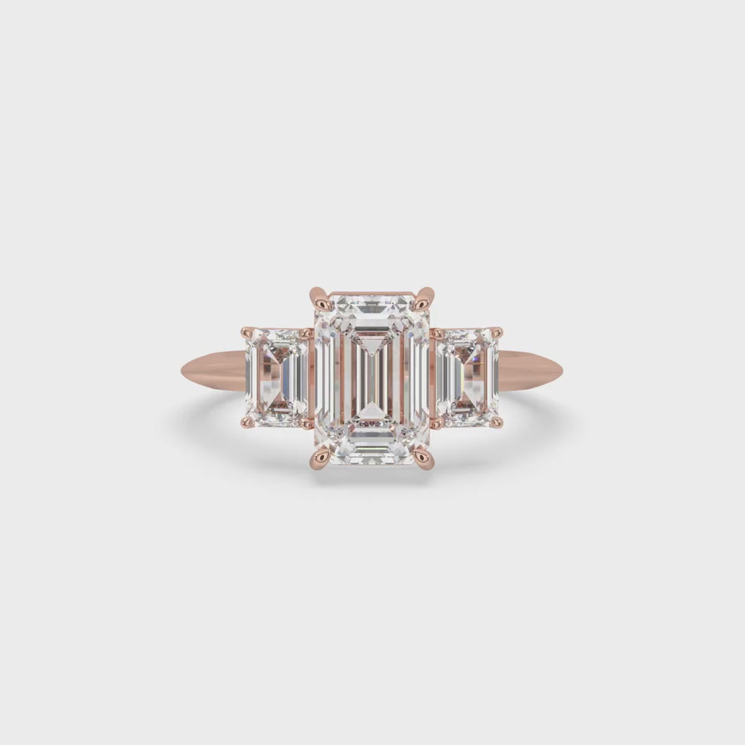 Emerald Cut Three Stone Engagement Ring