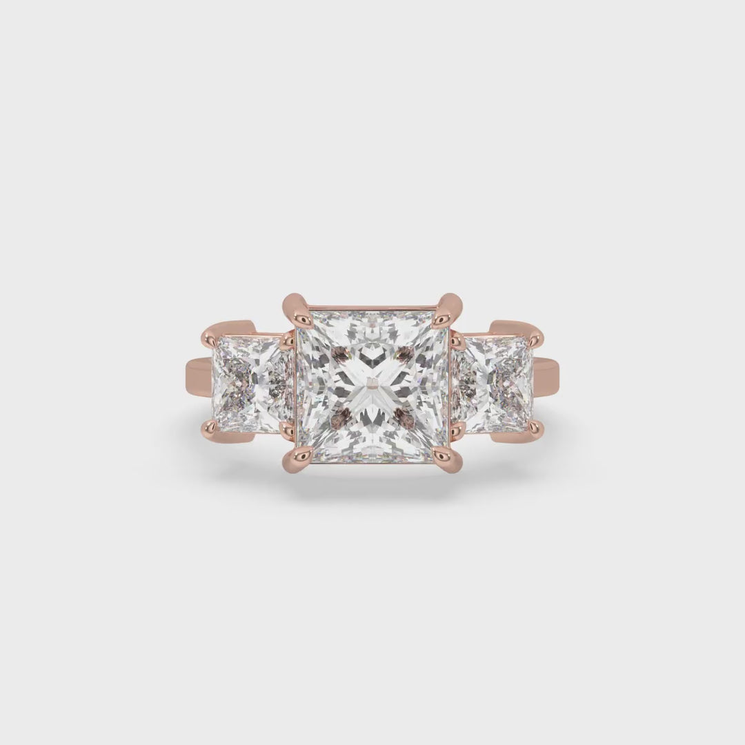 Three Stone Princess Engagement Ring