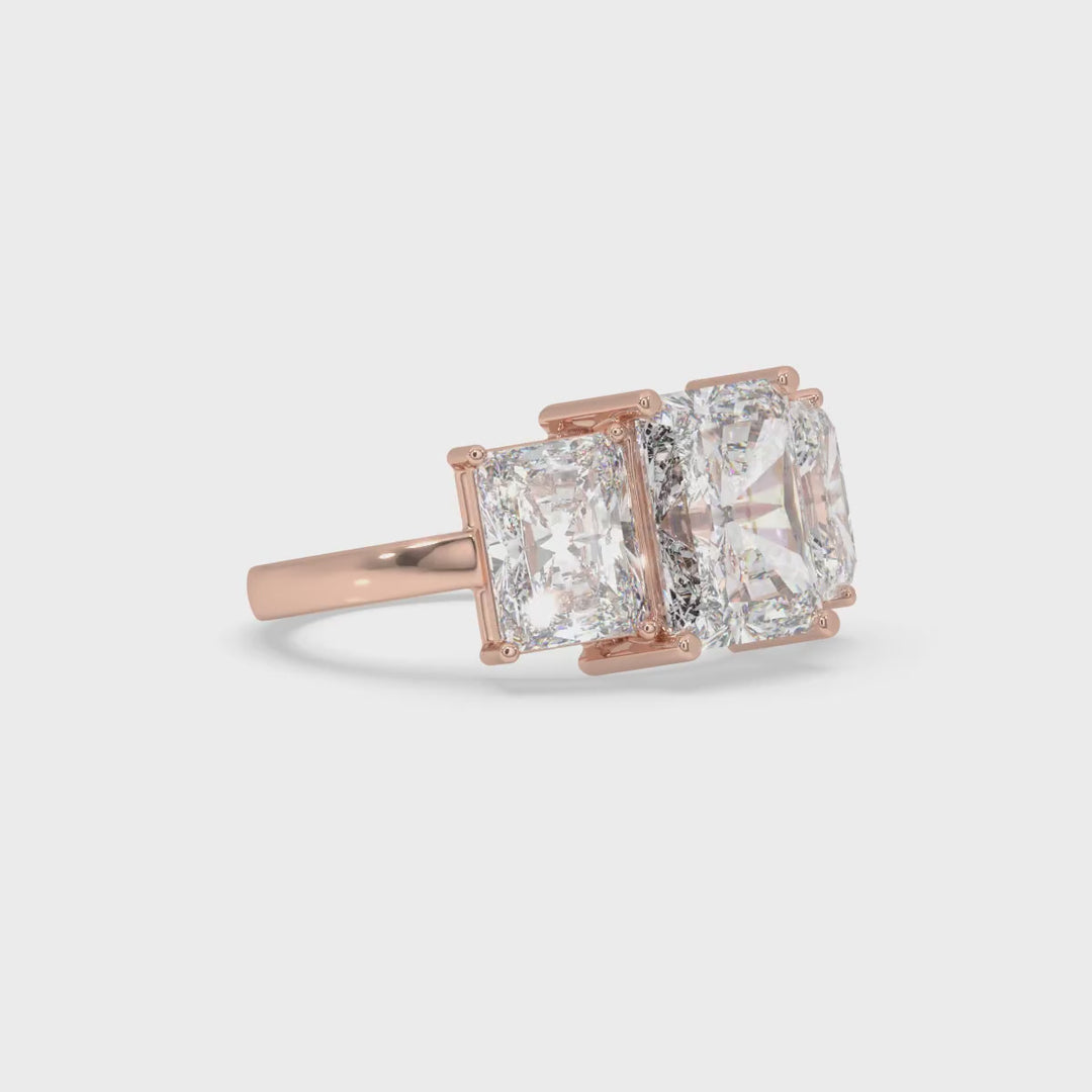Radiant 3 Stone Ring