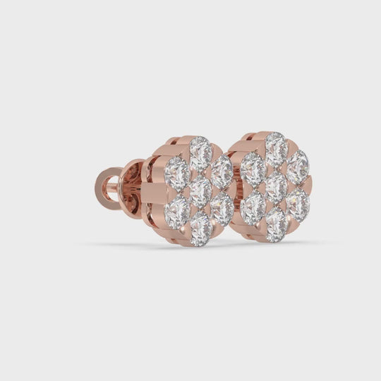 Cluster Flower Set Earring Round