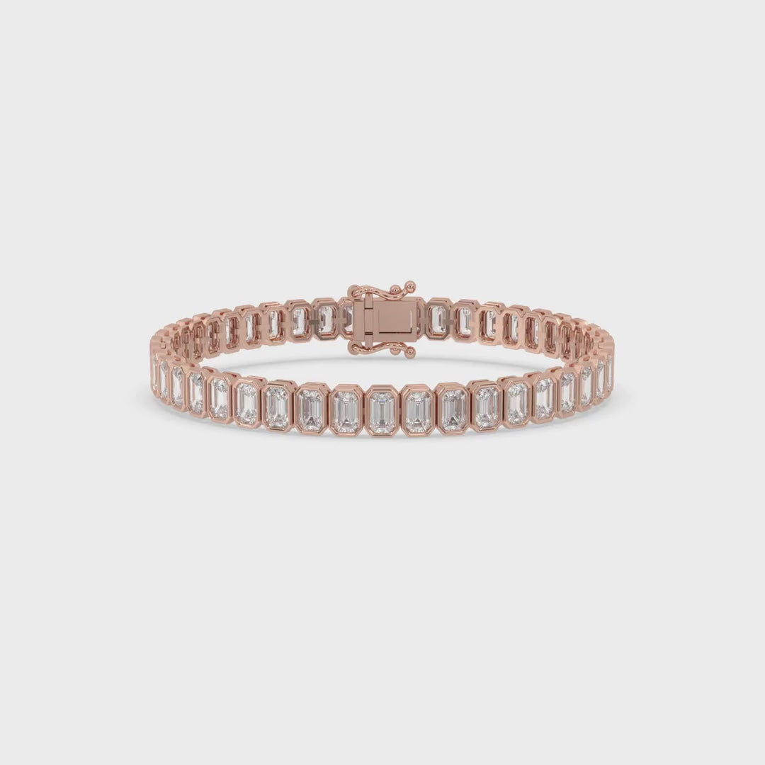 Emerald Cut  Bezel Tennis Bracelet