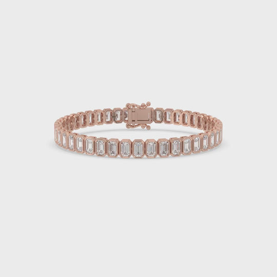 Emerald Cut  Bezel Tennis Bracelet