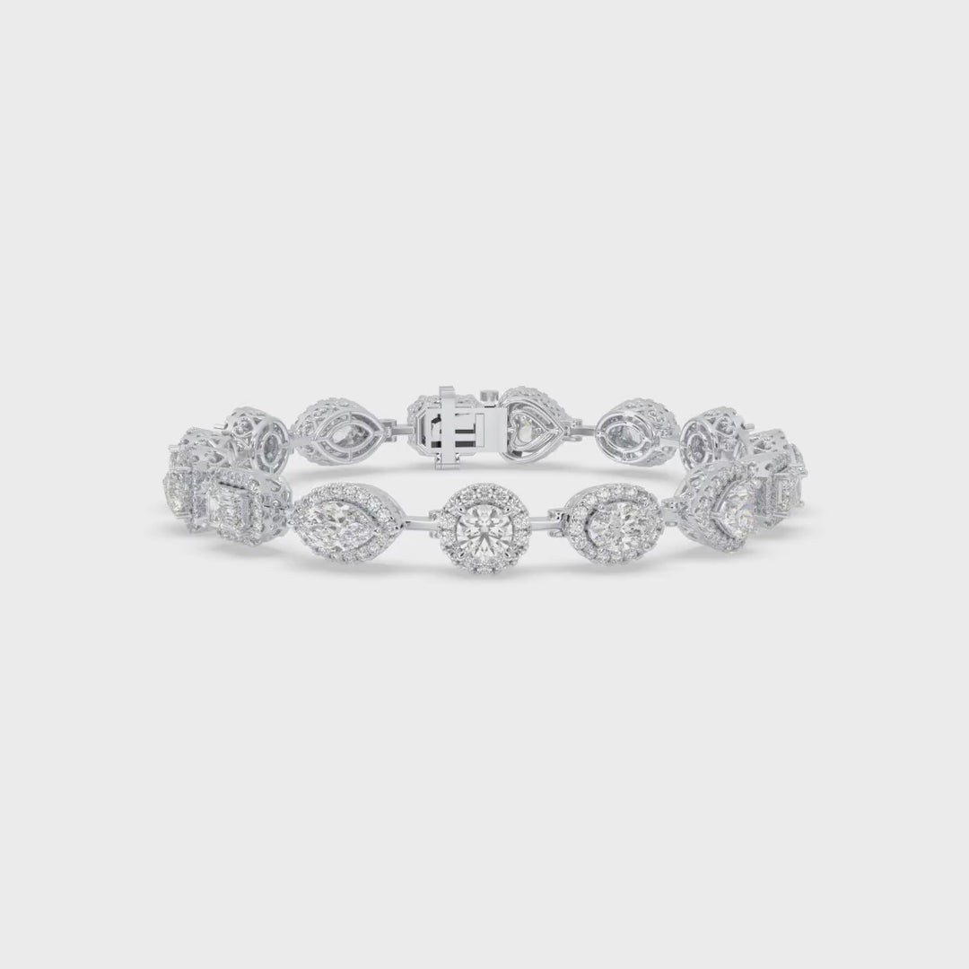 Multi Shape Halo Diamond Bracelet