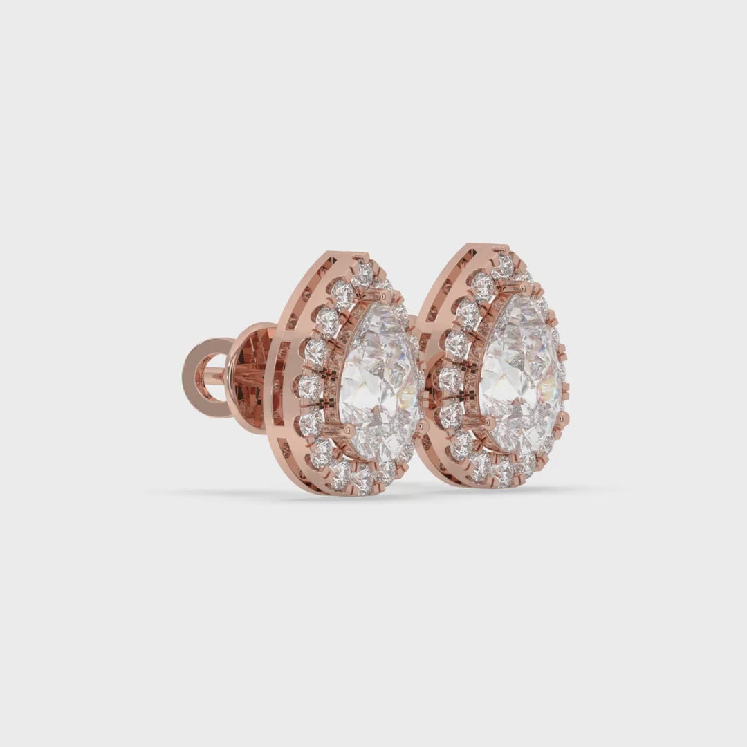 Pear Halo Stud Earrings